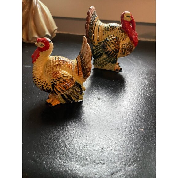 Rare Vintage Tom and Hen Turkey Salt & Pepper Shakers - Hand-Painted, Marked Jap - Picture 15 of 16